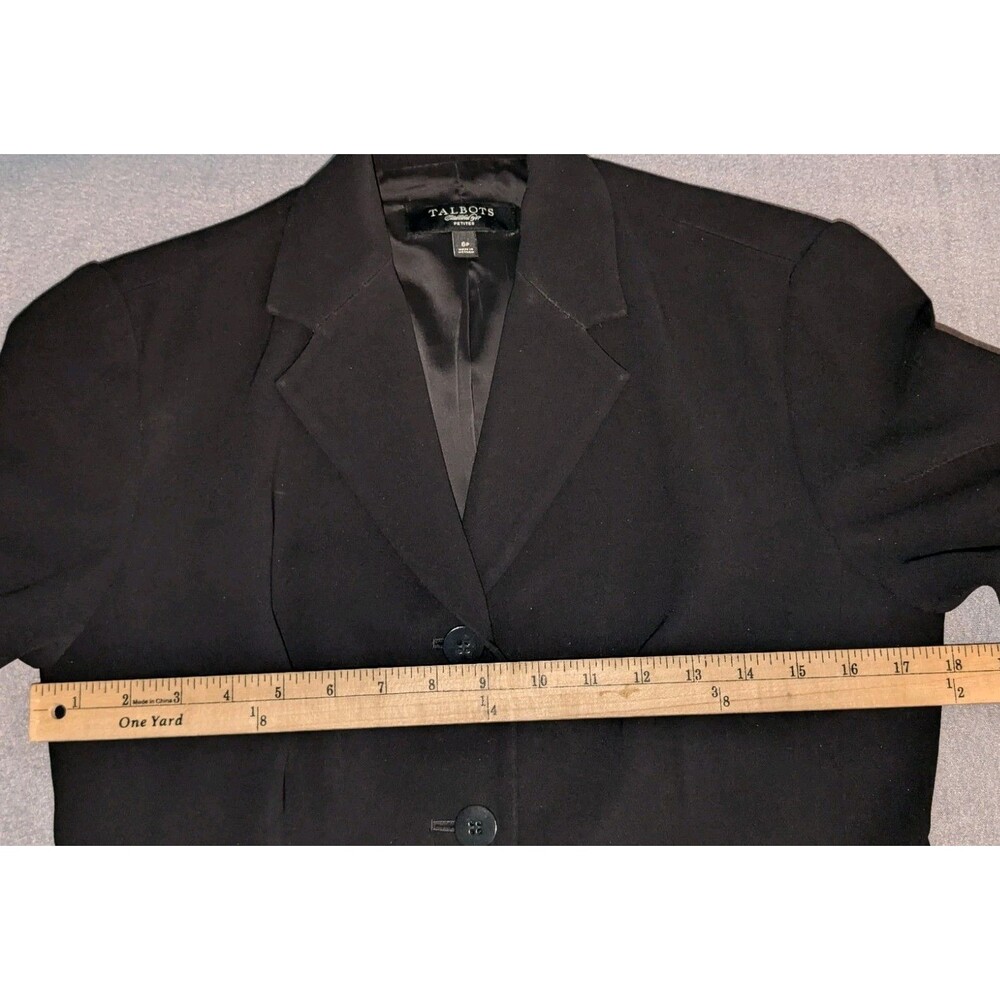 Talbots Womens 6 Petite 6P Black Cropped Blazer Jacket Tailored + Skirt SET OF 2 - Picture 5 of 16